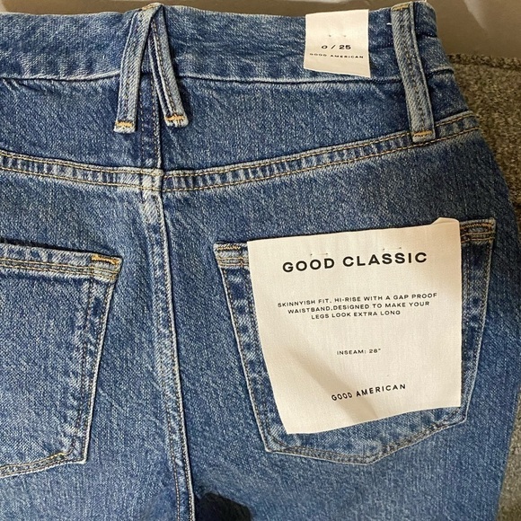 COPY - Good American Classic Raw Hem High Rise Jeans Skinnyish Fit Blue940 Sz 0… - Picture 4 of 4